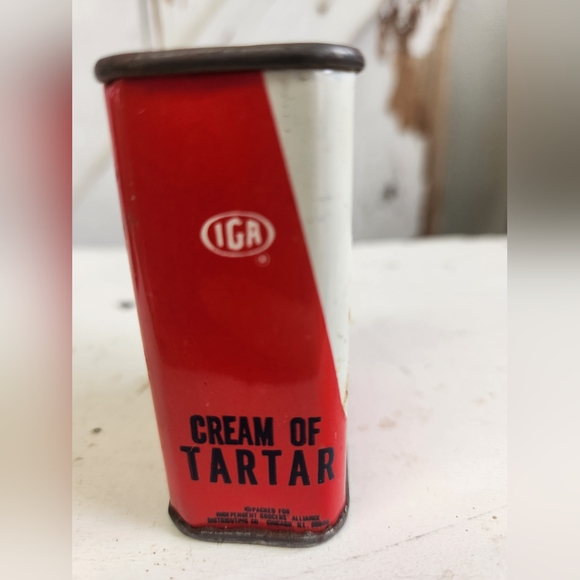 Vtg IGA Red & White Cream of Tarter Tin - Picture 3 of 7